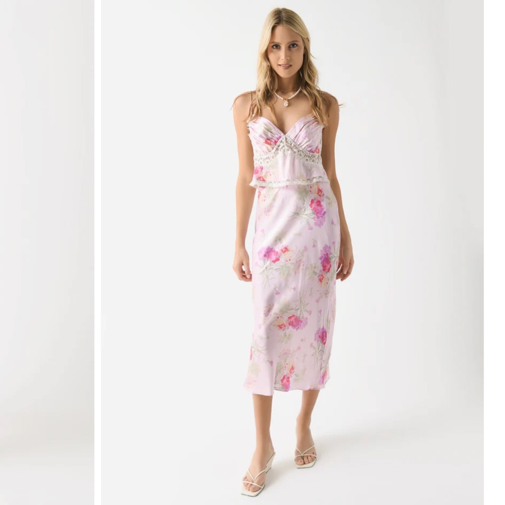 LoveShackFancy Castle Floral Midi Skirt in Pink - Picture 8 of 10